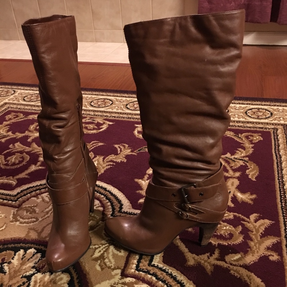 *SOLD* Bronx slouchy leather tall high heel boots - Picture 4 of 7